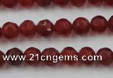 CAG3661 15.5 inches 8mm carved round matte red agate beads