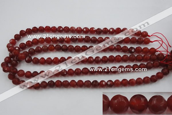 CAG3661 15.5 inches 8mm carved round matte red agate beads