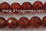 CAG3664 15.5 inches 14mm carved round matte red agate beads