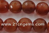 CAG3665 15.5 inches 16mm carved round matte red agate beads