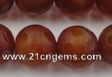 CAG3667 15.5 inches 20mm carved round matte red agate beads