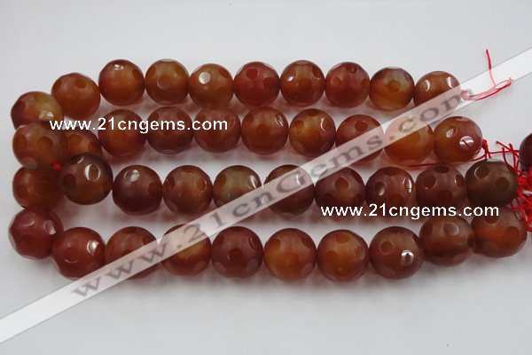 CAG3667 15.5 inches 20mm carved round matte red agate beads