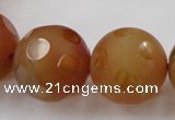 CAG3668 15.5 inches 22mm carved round matte red agate beads