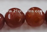 CAG3669 15.5 inches 24mm carved round matte red agate beads