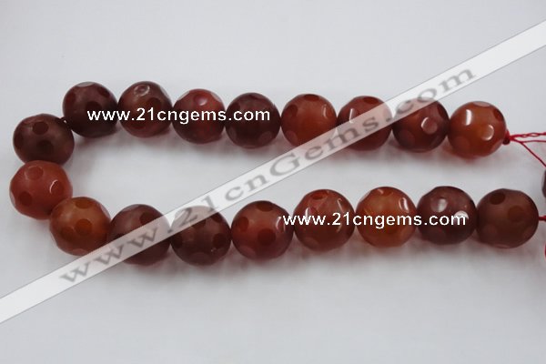 CAG3669 15.5 inches 24mm carved round matte red agate beads