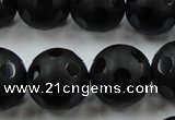 CAG3677 15.5 inches 20mm carved round matte black agate beads