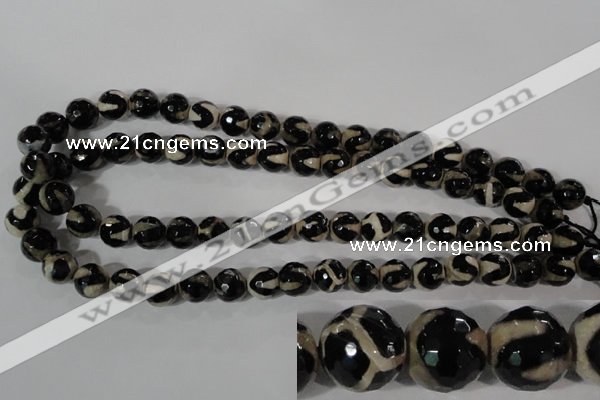 CAG3842 15.5 inches 10mm faceted round tibetan agate beads wholesale