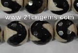 CAG3845 15.5 inches 16mm faceted round tibetan agate beads wholesale