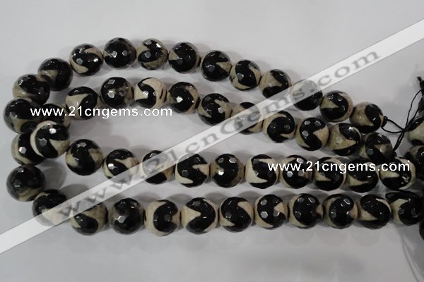 CAG3845 15.5 inches 16mm faceted round tibetan agate beads wholesale