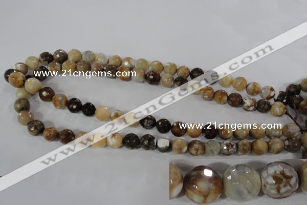 CAG3862 15.5 inches 8mm faceted round fire crackle agate beads