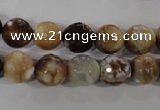 CAG3863 15.5 inches 10mm faceted round fire crackle agate beads