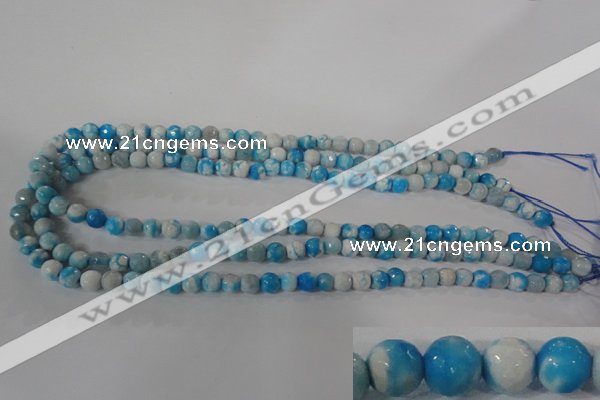 CAG3871 15.5 inches 6mm faceted round fire crackle agate beads