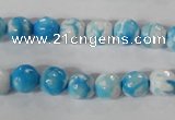 CAG3872 15.5 inches 8mm faceted round fire crackle agate beads