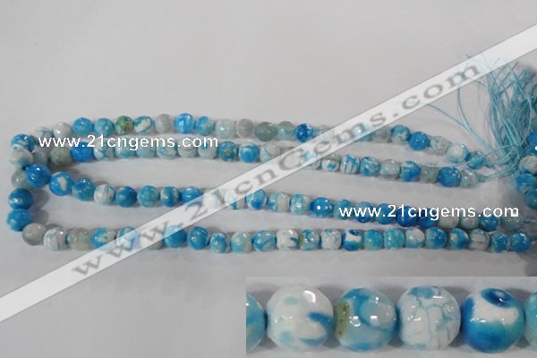 CAG3872 15.5 inches 8mm faceted round fire crackle agate beads