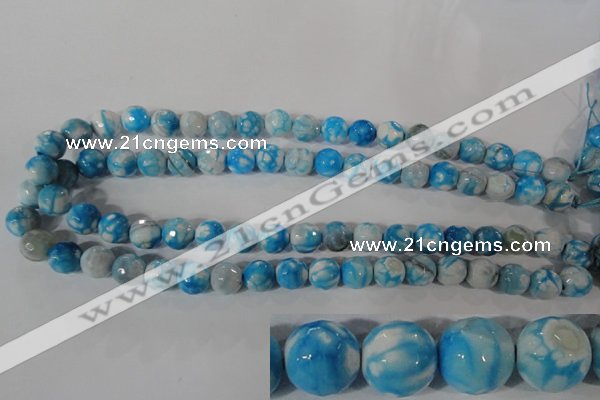 CAG3873 15.5 inches 10mm faceted round fire crackle agate beads