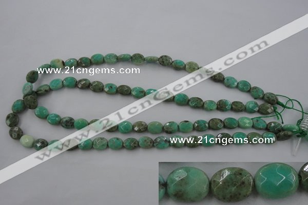 CAG3930 15.5 inches 8*10mm faceted oval green grass agate beads