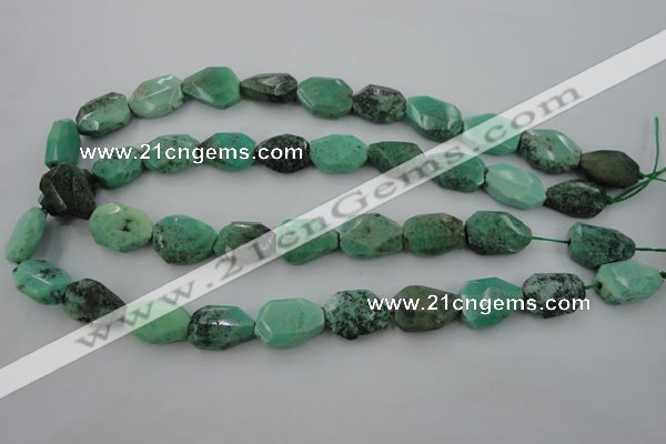 CAG3940 15.5 inches 13*19mm faceted freeform green grass agate beads