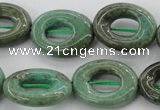 CAG3945 15.5 inches 13*18mm oval donut green grass agate beads