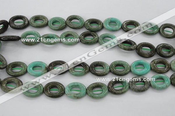 CAG3945 15.5 inches 13*18mm oval donut green grass agate beads