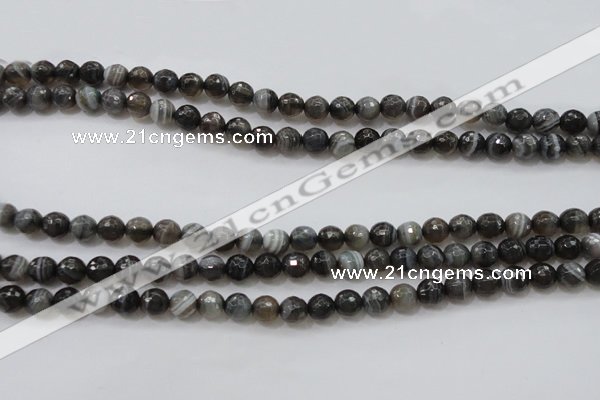 CAG3951 15.5 inches 6mm faceted round grey botswana agate beads