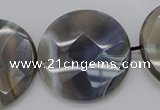 CAG3968 15.5 inches 30mm faceted coin grey botswana agate beads