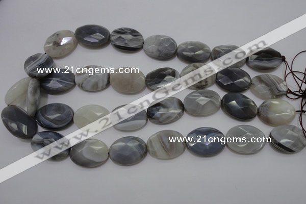 CAG3975 15.5 inches 18*25mm faceted oval grey botswana agate beads