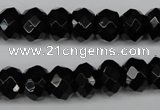 CAG3995 15.5 inches 8*12mm faceted rondelle black agate beads