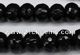 CAG3996 15.5 inches 10*14mm faceted rondelle black agate beads