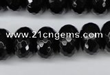 CAG3997 15.5 inches 12*16mm faceted rondelle black agate beads