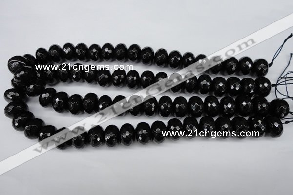 CAG3997 15.5 inches 12*16mm faceted rondelle black agate beads