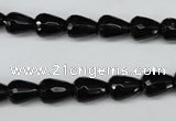 CAG4000 15.5 inches 8*10mm faceted teardrop black agate beads