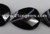 CAG4030 15.5 inches 15*20mm faceted flat teardrop black agate beads