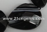 CAG4031 15.5 inches 20*30mm faceted flat teardrop black agate beads