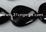 CAG4035 15.5 inches 22*30mm faceted & twisted teardrop black agate beads