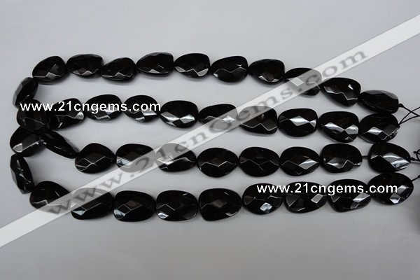 CAG4038 15.5 inches 15*20mm faceted freeform black agate beads