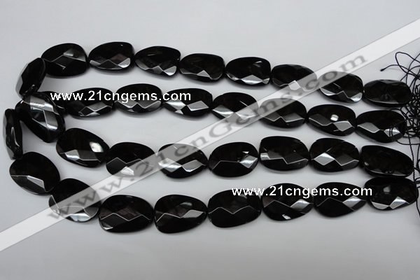 CAG4039 15.5 inches 18*23mm faceted freeform black agate beads