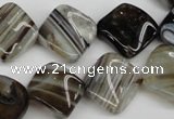 CAG4040 15.5 inches 15*15mm twisted diamond black agate beads