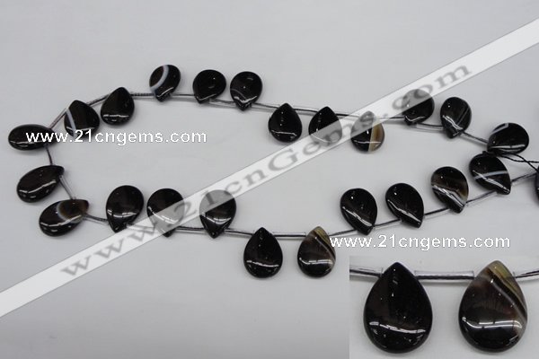 CAG4044 Top-drilled 13*18mm flat teardrop black agate beads