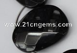 CAG4048 Top-drilled 30*40mm – 35*45mm faceted freeform black agate beads