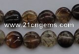 CAG4061 15.5 inches 10mm flat round dragon veins agate beads