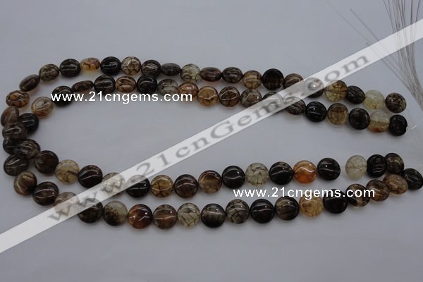 CAG4061 15.5 inches 10mm flat round dragon veins agate beads