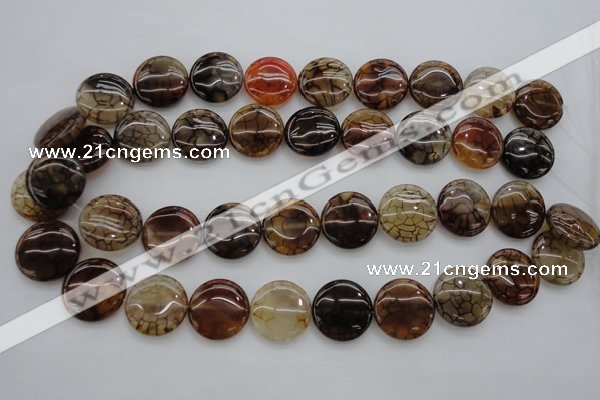 CAG4065 15.5 inches 20mm flat round dragon veins agate beads