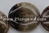 CAG4069 15.5 inches 40mm flat round dragon veins agate beads
