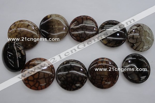 CAG4069 15.5 inches 40mm flat round dragon veins agate beads