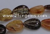 CAG4079 15.5 inches 10*14mm flat teardrop dragon veins agate beads