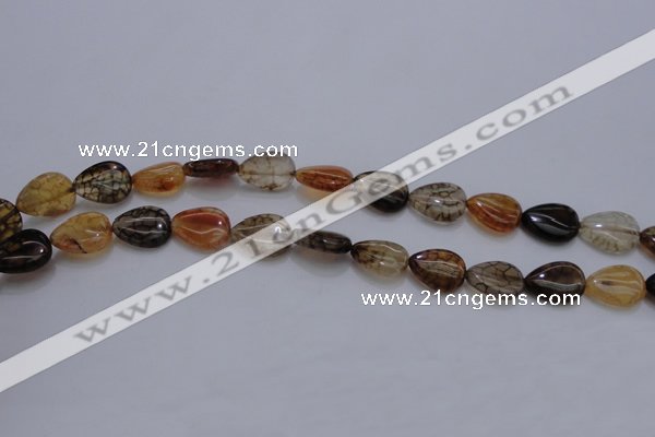 CAG4079 15.5 inches 10*14mm flat teardrop dragon veins agate beads