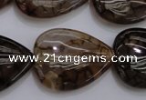 CAG4084 15.5 inches 22*30mm flat teardrop dragon veins agate beads