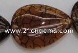 CAG4086 15.5 inches 30*40mm flat teardrop dragon veins agate beads