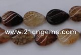 CAG4095 15.5 inches 10*14mm twisted flat teardrop dragon veins agate beads