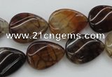 CAG4096 15.5 inches 13*18mm twisted flat teardrop dragon veins agate beads